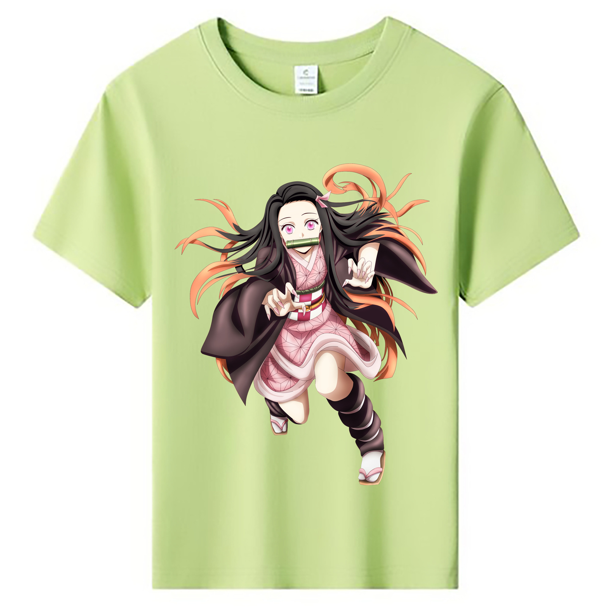（画像用） 鬼滅の刃（きめつのやいば）竈門 禰󠄀豆子／かまど ねずこ Kamado Nezuko 綿100％キッズTシャツ（フロントプリント）